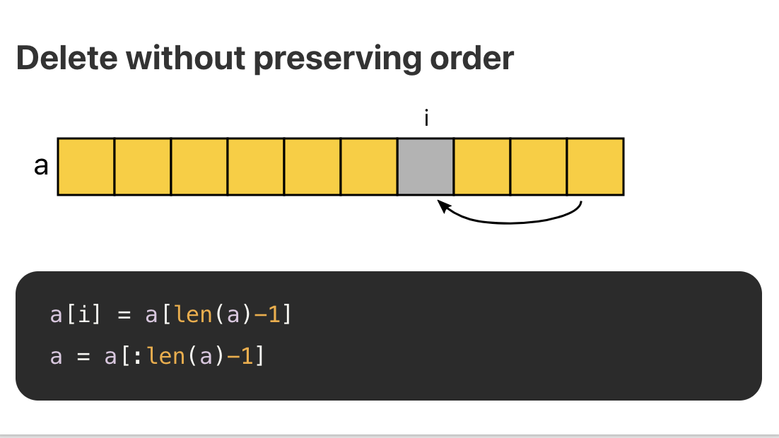 Delete without preserving order